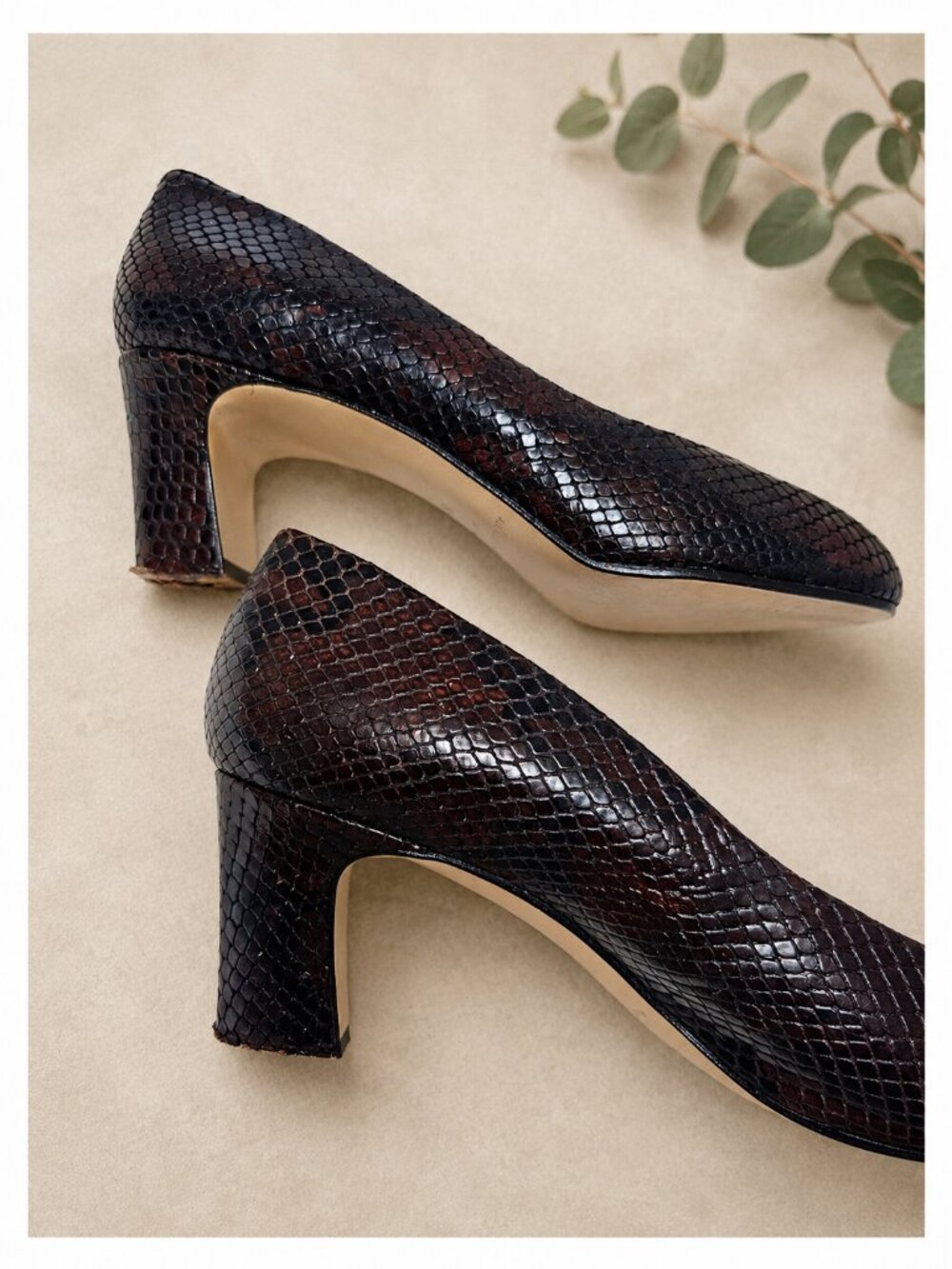 Etienne Aigner Women's Snakeskin Embossed Leather Pumps – Sz 8M – Made in Spain - Picture 2 of 3